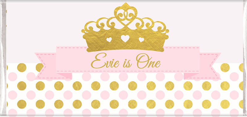 pink gold princess crown design chocolate favours christmas gold table runners